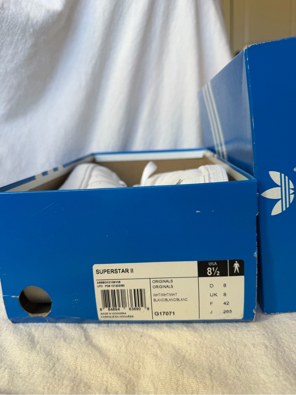 NIB Adidas Originals Superstar II Triple White Sneakers Men 8/Women 9.5 G17071 - Picture 7 of 8